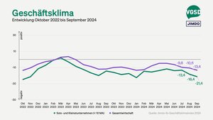 Geschäftsklima von Solo- und Kleinstunternehmer/innen versus Gesamtwirtschaft