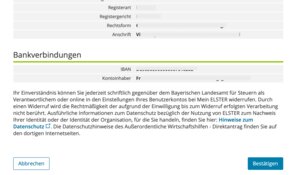 Wenn alles passt, bestätigst du hier die Weitergabe der Finanzamt-Daten an das Corona-Hilfen-Portal.