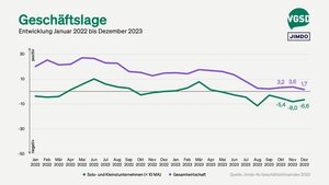 Geschäftslage von Solo- und Kleinstunternehmer/innen versus Gesamtwirtschaft