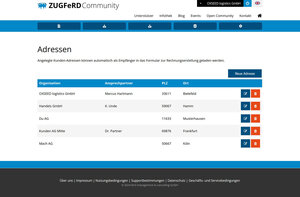 ZF/FX-Invoiceportal: Adressverwaltung für Kundendaten