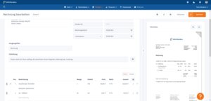 Blick in das Programm MeinBüro Rechnung (Screenshot)