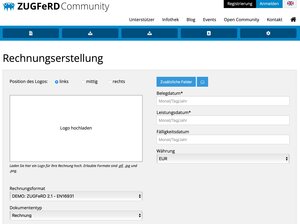 So sieht die Eingabemaske der "ZUGFeRD Community" aus