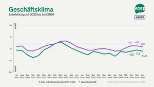 Geschäftsklima von Solo- und Kleinunternehmer/innen versus Gesamtwirtschaft