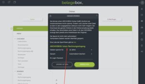 Blick in das Programm belegebox (Screenshot)