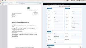 Der Quba-Viewer zeigt bei einer ZUGFeRD-Rechnung PDF- und XML-Inhalte nebeneinander