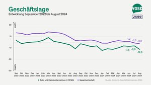 Geschäftslage von Solo- und Kleinstunternehmer/innen versus Gesamtwirtschaft