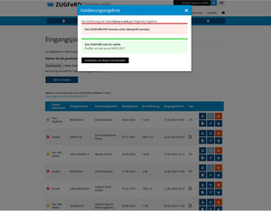 ZF/FX-Invoiceportal: Validierung einer ZUGFeRD-Rechnung