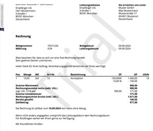 So die resultierende Rechnung (PDF-Variante)