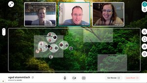 Um den Austausch zu intensivieren, zog die Gruppe bei ihrem Treffen kurzerhand von Zoom nach Wonder.me um - dort sind Gespräche in noch kleineren Gruppen möglich! 