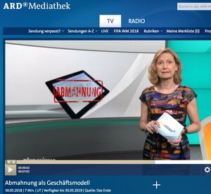 Auch das ARD-Magazin plusminus beschäftigt sich heute mit Petition und Abmahnmissbrauch, leider gibt es im Netz keine Aufzeichnung der Sendung