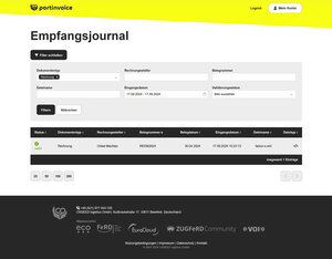 Belegeingang per E-Mail: Empfangsjournal in der portinvoice Mail Edition