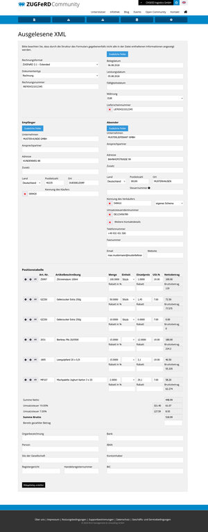 ZF/FX-Invoiceportal: Auslesen einer XML-Datei