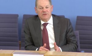 Bundesfinanzminister Scholz bei einer Pressekonferenz