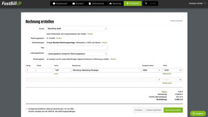 Blick in das Programm FastBill (Screenshot)