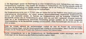 Aus dem Förderbescheid, mit dem VGSD-Mitgliedern die Neustarthilfe bewilligt wurde, Foto und Hervorhebung: Mitglied