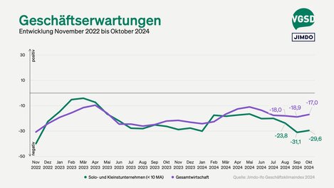 Geschäftserwartungen von Solo- und Kleinstunternehmer/innen versus Gesamtwirtschaft