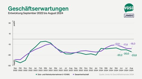 Geschäftserwartungen von Solo- und Kleinstunternehmer/innen versus Gesamtwirtschaft