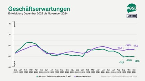 Geschäftserwartungen von Solo- und Kleinstunternehmer/innen versus Gesamtwirtschaft