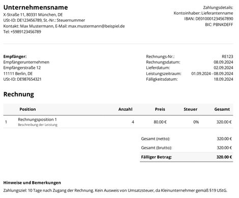 So die resultierende Rechnung (PDF-Variante)