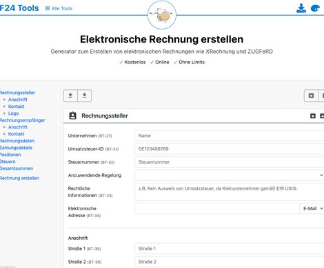 So sieht die Eingabemaske bei pdf24 aus