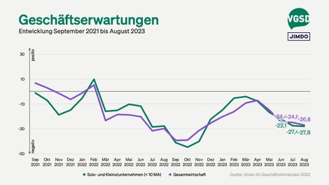 Geschäftserwartungen von Solo- und Kleinstunternehmer/innen versus Gesamtwirtschaft
Grafik: VGSD