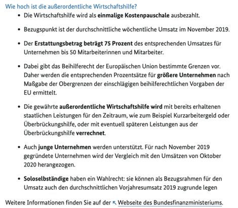 Erste Details zur Hilfe sind auch schon auf der Website des BMWi abrufbar