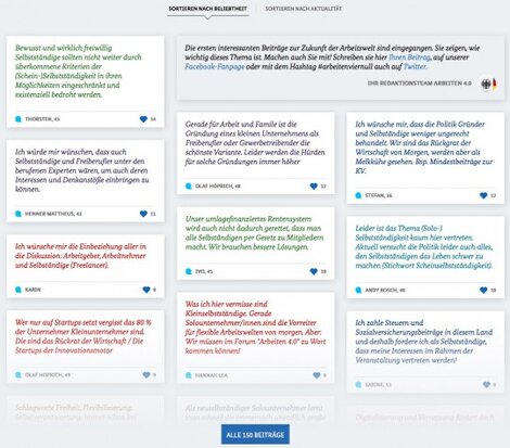 Momentaufnahme der beliebtesten Kommentare auf der arbeitenviernull.de-Seite