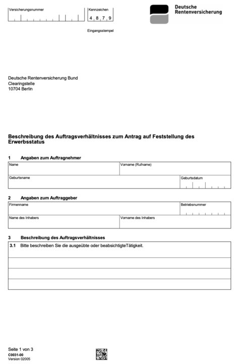 C0031: Zusatzformular für Auftraggeber