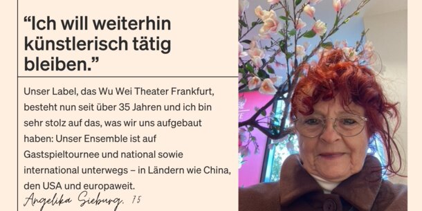 Wie lebst und arbeitest du als Selbstständige/r im Alter von über 60 Jahren?: Angelika Sieburg, 75: "Mit jüngeren Menschen im Kontakt zu bleiben, ist mir wirklich wichtig"