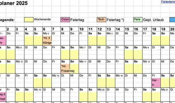 Geschenk für Vereinsmitglieder: Jahresplaner 2025 und 2026 (für Excel, Google etc.)