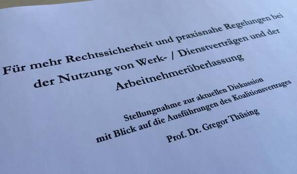 Lesenswert: Stellungnahme von Professor Thüsing zum Werkvertrags-Gesetz