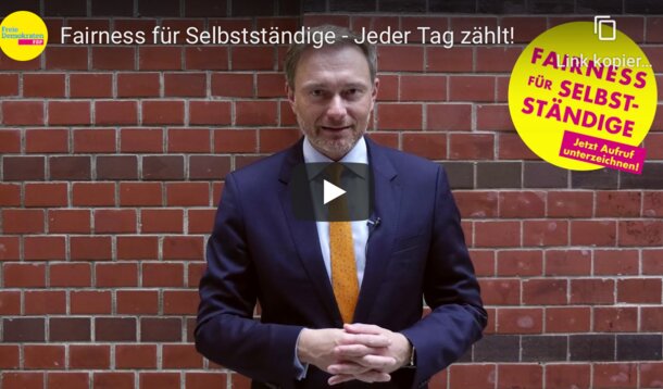 Christian Lindner fordert in Video Fairness für Selbstständige und Unternehmerlohn