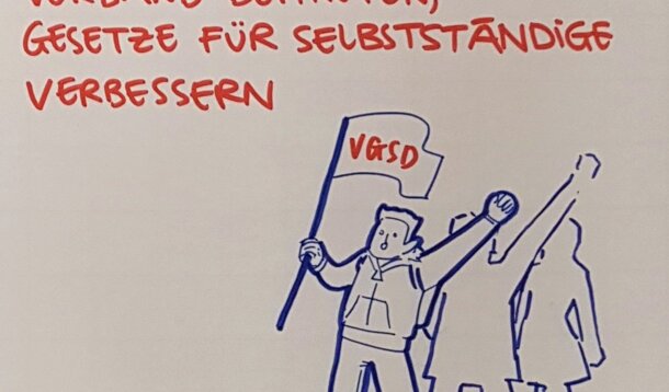 Innovationstreiber-Barcamp diskutiert Rechtsunsicherheit und ruft in Grafik zum VGSD-Beitritt auf