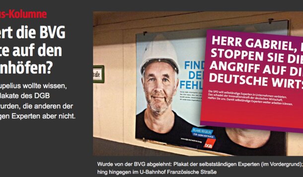 Politische Zensur? - DGB darf Plakate aufhängen, Selbstständige nicht