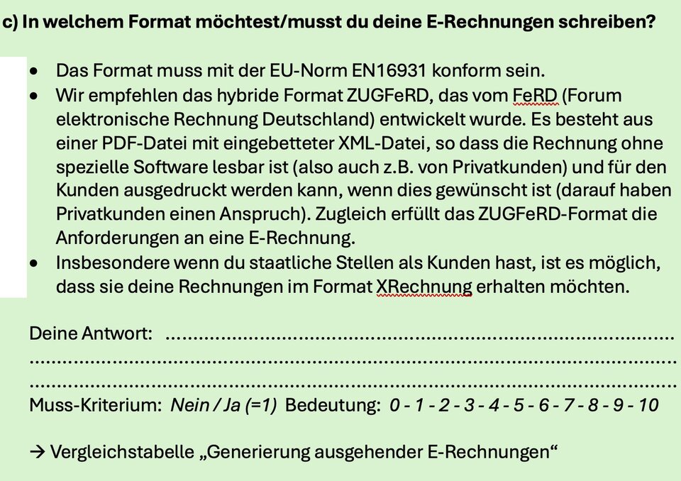 Auszug aus unserer Checkliste