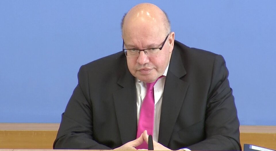 Bundeswirtschaftsminister Altmaier bei der Pressekonferenz