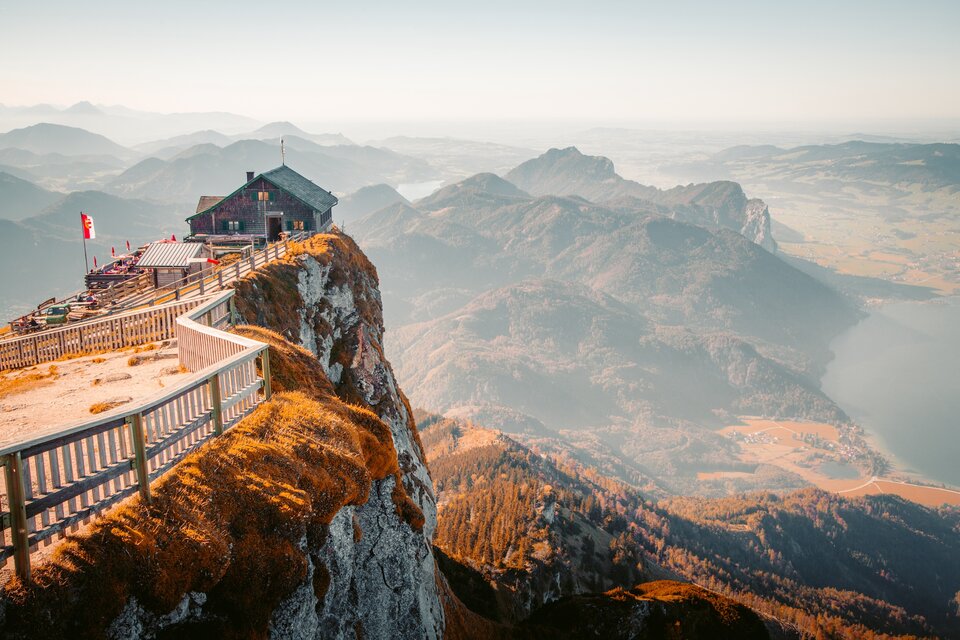 Blick vom Schafberg (Österreich) bei Sonnenuntergang: Keinen so schönen Ausblick gibt Mercer für das Altersvorsorgesystem unseres Nachbarlandes