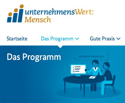 Neues Beratungsförderungs-Programm: "unternehmensWert Mensch" (Screenshot)