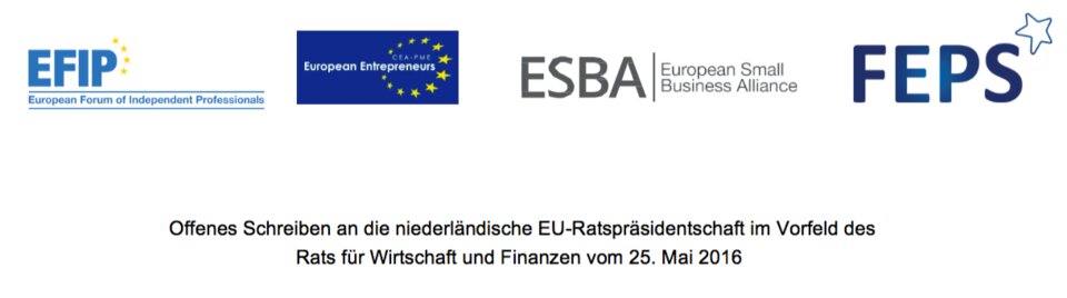 10 Millionen Selbstständige und 1 Million Kleinunternehmen sind in den vier europäische Dachverbänden organisiert, die den offenen Brief mitgezeichnet haben